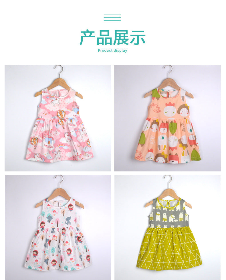 Girl Dress Cotton Summer Kids Clothes Girls Children Flower Dresses Sleeveless Princess Party Outfit Children's Clothing