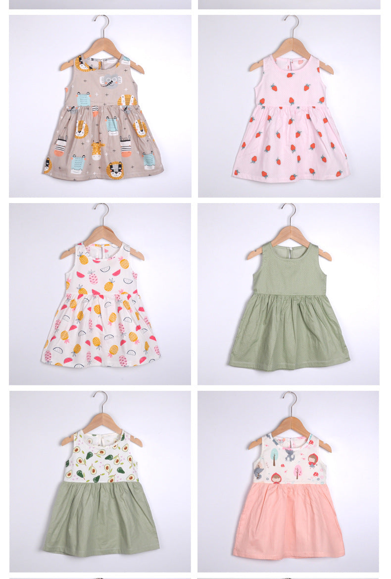 Girl Dress Cotton Summer Kids Clothes Girls Children Flower Dresses Sleeveless Princess Party Outfit Children's Clothing