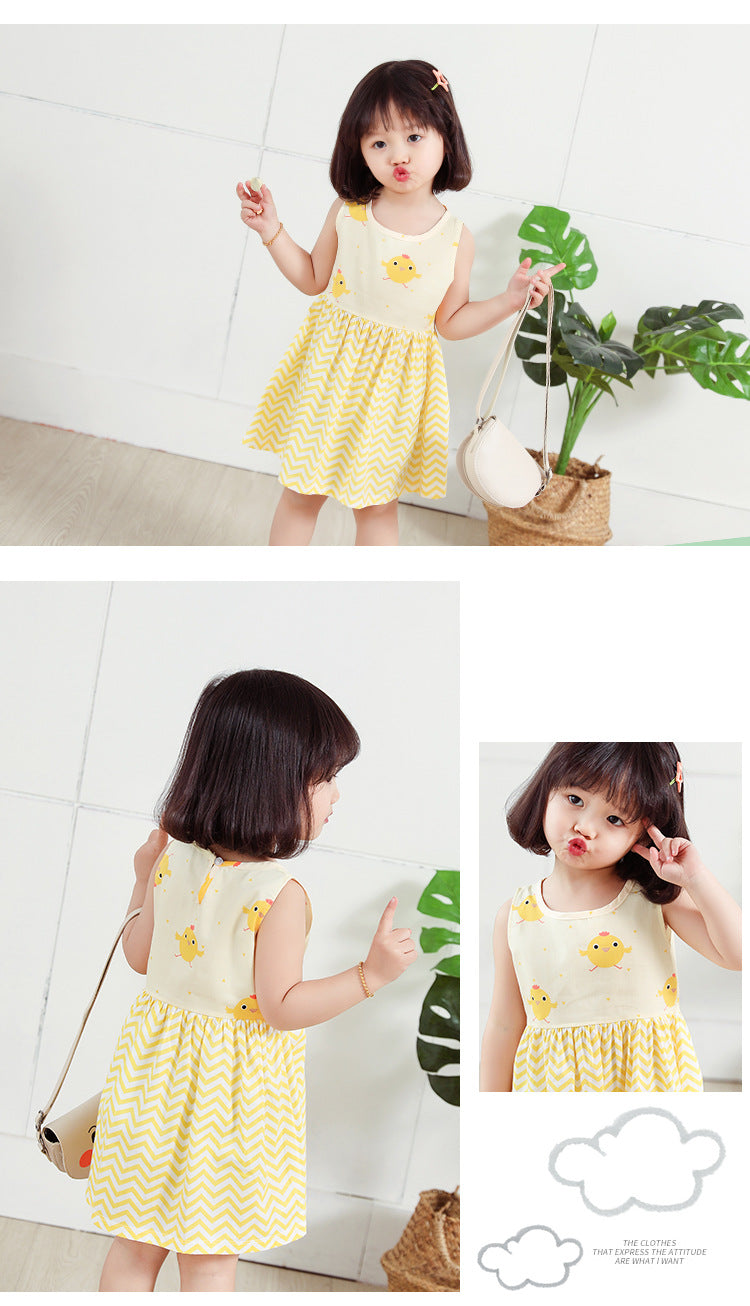 Girl Dress Cotton Summer Kids Clothes Girls Children Flower Dresses Sleeveless Princess Party Outfit Children's Clothing