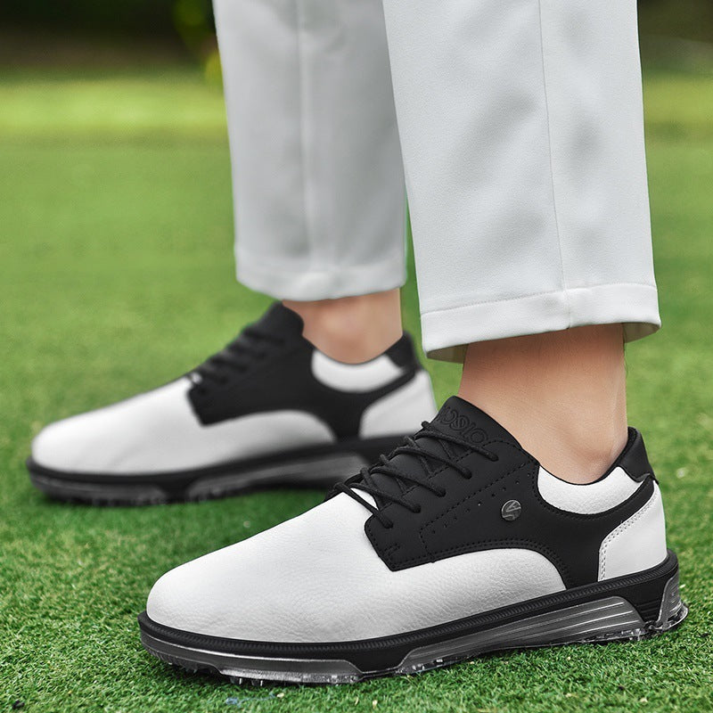 Men's Plus Size Fixed Studs Golf Training British Style Waterproof Sneakers