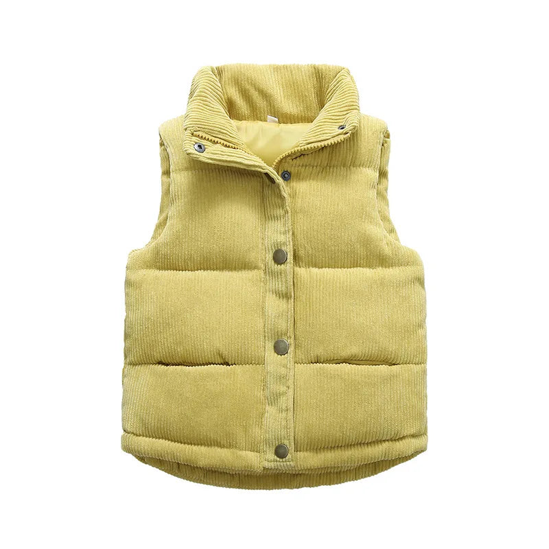 Baby Kids Thick Vests Winter Sleeveless Jacket For Girl Boys Jackets Corduroy Coat Spring Children Cotton Down Jacket Vests