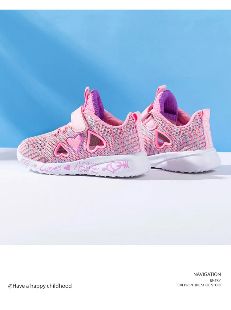 New Children Mesh Casual Shoes Girl Sneakers Kids Sport Footwear Kids Shoes for Girls Light Shoes Pink Flat Shoes Student Summer