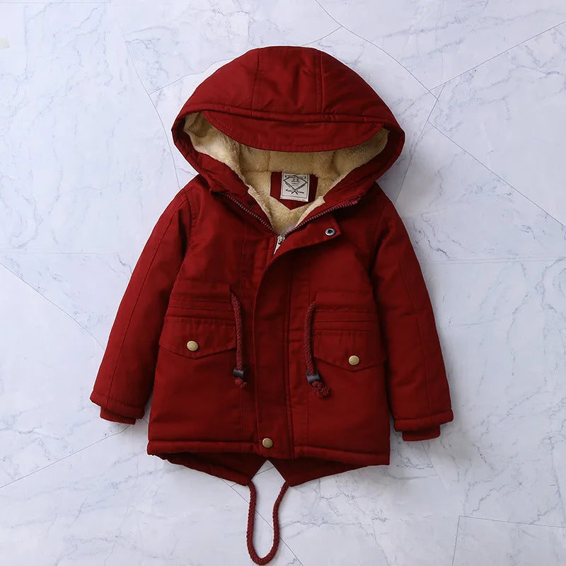 Children Winter Fleece Outdoor Jackets for Boys Hooded Warm Kids Boy Outerwear Windbreaker Autumn Casual Baby Boy Coats Clothing