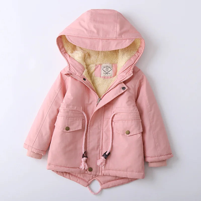 Children Winter Fleece Outdoor Jackets for Boys Hooded Warm Kids Boy Outerwear Windbreaker Autumn Casual Baby Boy Coats Clothing