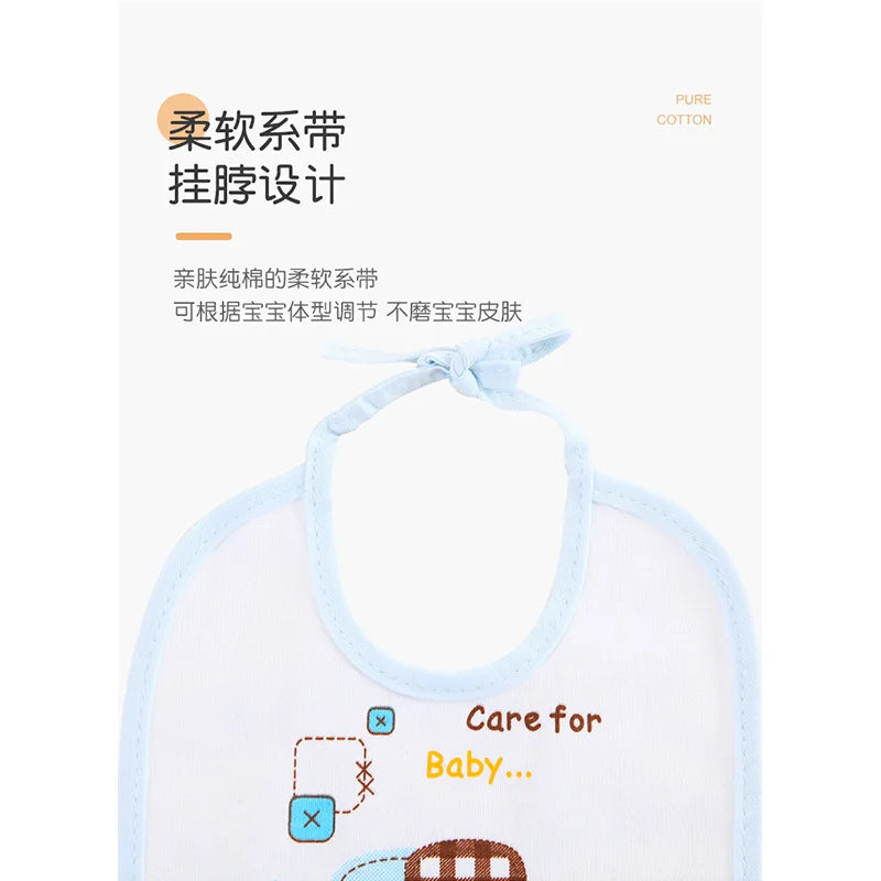 5PCS Baby Bibs Cotton Waterproof Bib Children Feeding Clothes Protection Kids Toddler Scarf for Newborns Boys Girls Accessories