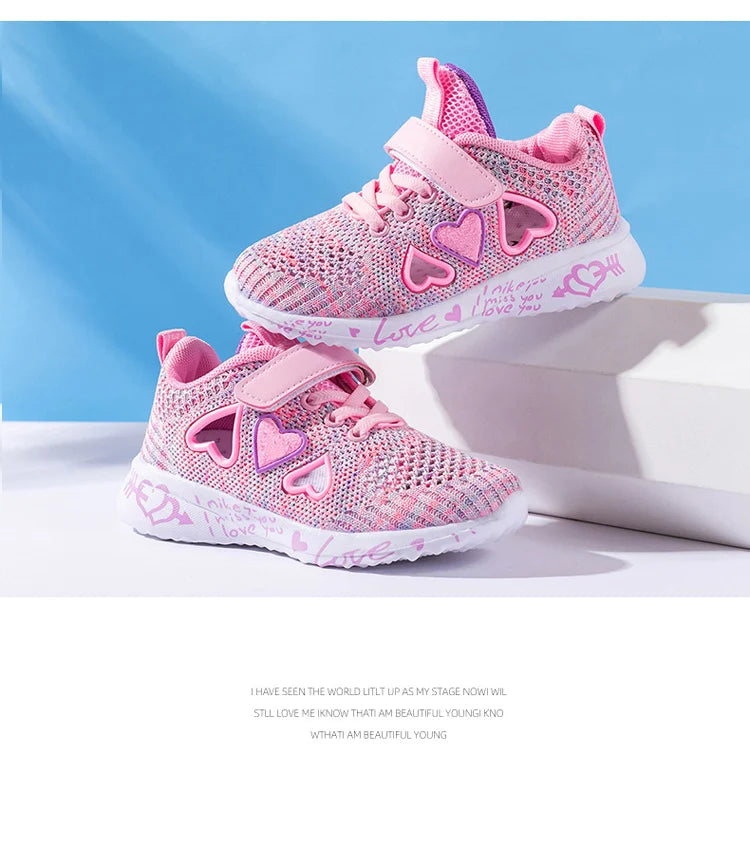 New Children Mesh Casual Shoes Girl Sneakers Kids Sport Footwear Kids Shoes for Girls Light Shoes Pink Flat Shoes Student Summer