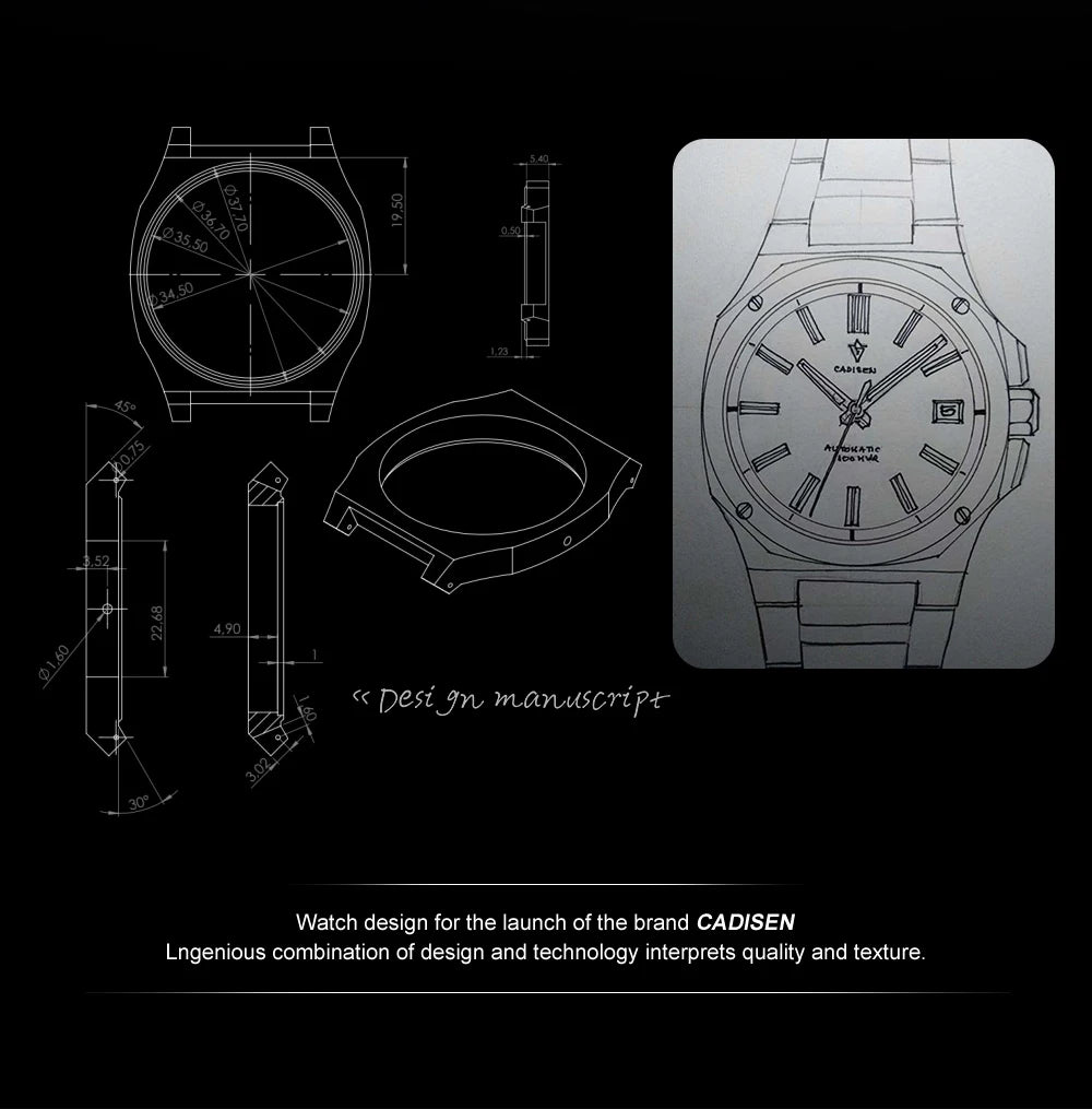 CADISEN Diver Watch Retro Luxury Sapphire NH35A German Designer Men Automatic Mechanical Watches 10Bar Waterproof Luminous