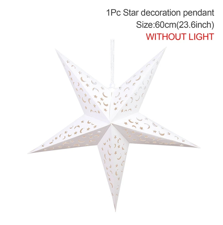 Eid Mubarak Hollow Star Hanging Pendant Ramadan Decoration For Home 2025 Islam Muslim Party Eid Al Adha Kareem Light Gifts