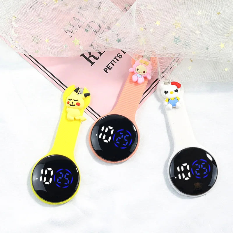 Cartoon Hello Kitty Models Nurse Doctor Watch Silicone Pocket LED Watches Women Colourful gift for Hospital medical badge reel