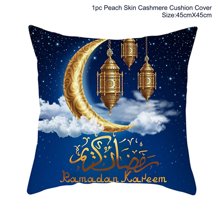 Eid Mubarak Cushion Cover Pillow Case Ramadan Kareem Decoration For Home 2025 Muslim Islam Party Decor Gift Eid Al Adha Supplies