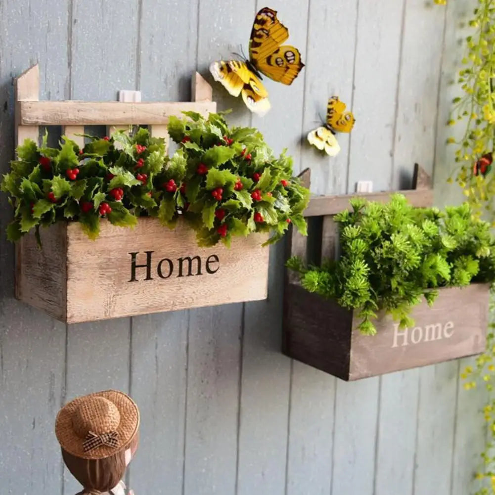 Wall-mounted Wooden Flower Basket Wall Hanging Flower Pot Fashionable Handmade Wooden Flower Basket for Home Decoration