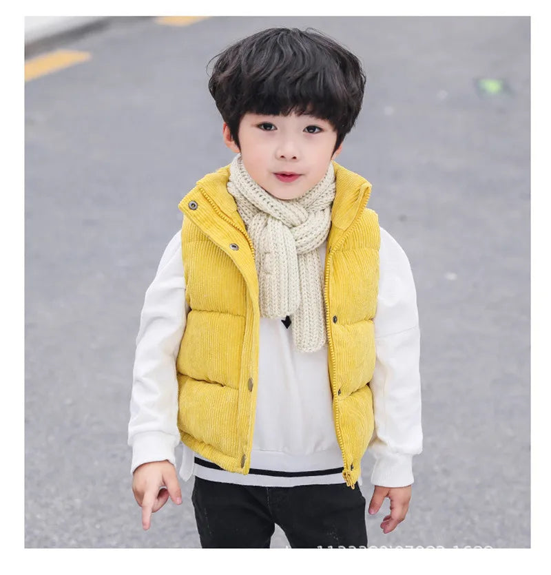 Baby Kids Thick Vests Winter Sleeveless Jacket For Girl Boys Jackets Corduroy Coat Spring Children Cotton Down Jacket Vests