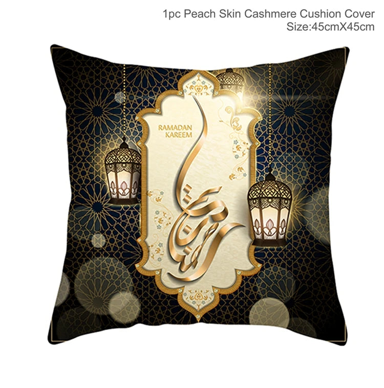 Eid Mubarak Cushion Cover Pillow Case Ramadan Kareem Decoration For Home 2025 Muslim Islam Party Decor Gift Eid Al Adha Supplies