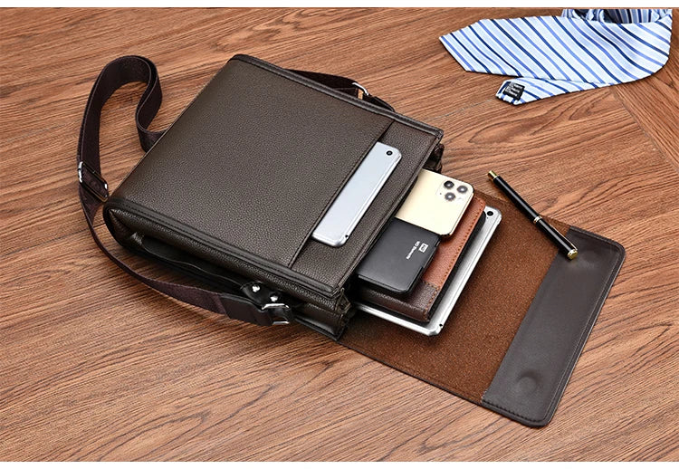 Luxury Brand Messenger Bag Men Leather Side Shoulder Bag For Men Business Office Work Bag Male Briefcase Casual Crossbody Bag