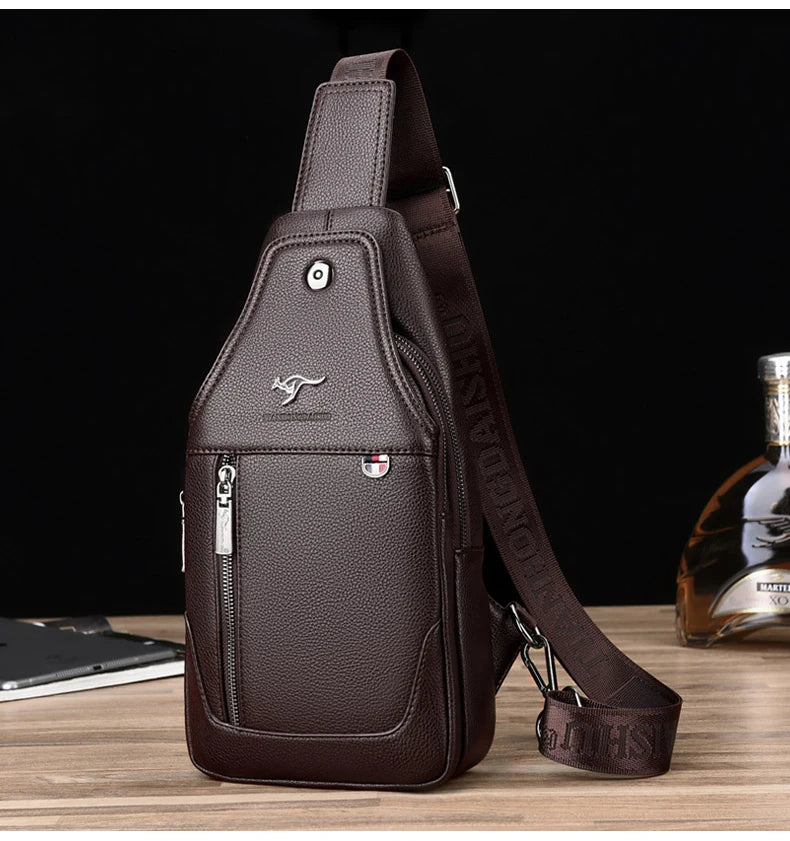 Luxury Brand Chest Pack Leather Messenger Bag Male Business Crossbody Bag For Men Sling  Bag Black Brown Casual Man Chest Bag