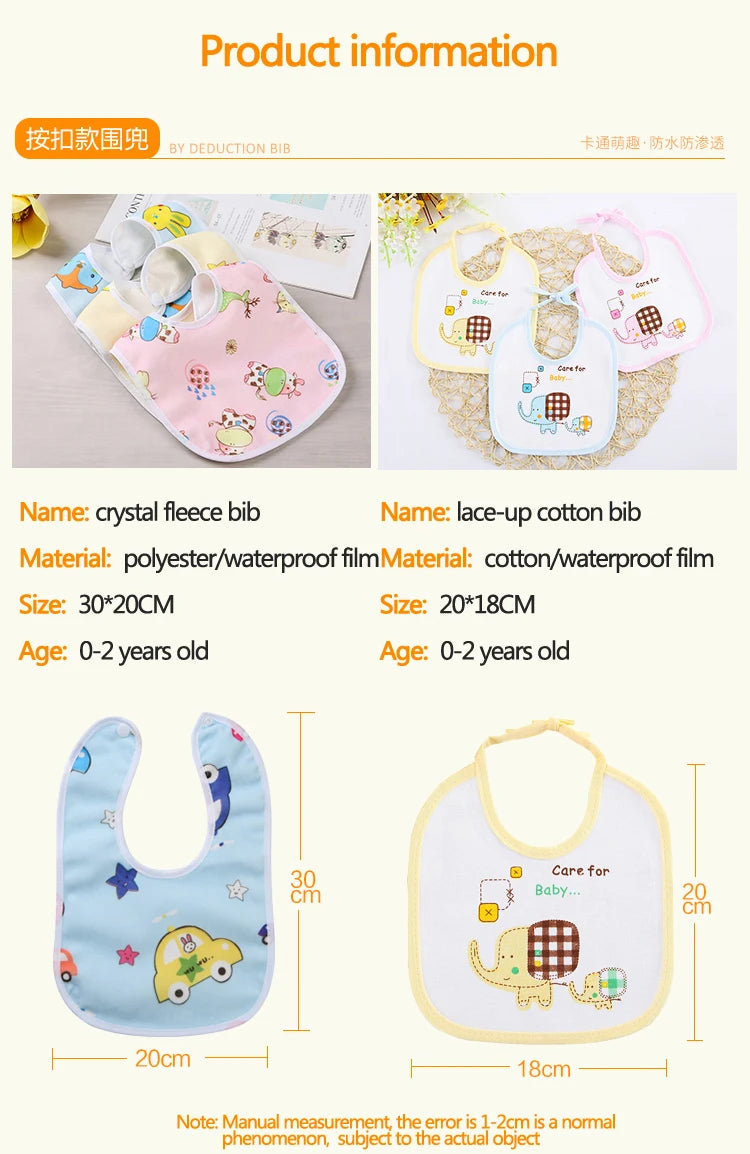 5PCS Baby Bibs Cotton Waterproof Bib Children Feeding Clothes Protection Kids Toddler Scarf for Newborns Boys Girls Accessories