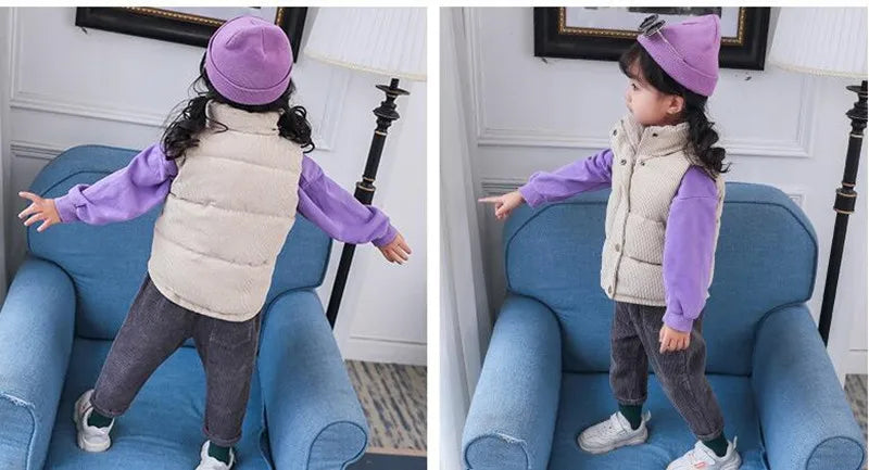 Baby Kids Thick Vests Winter Sleeveless Jacket For Girl Boys Jackets Corduroy Coat Spring Children Cotton Down Jacket Vests