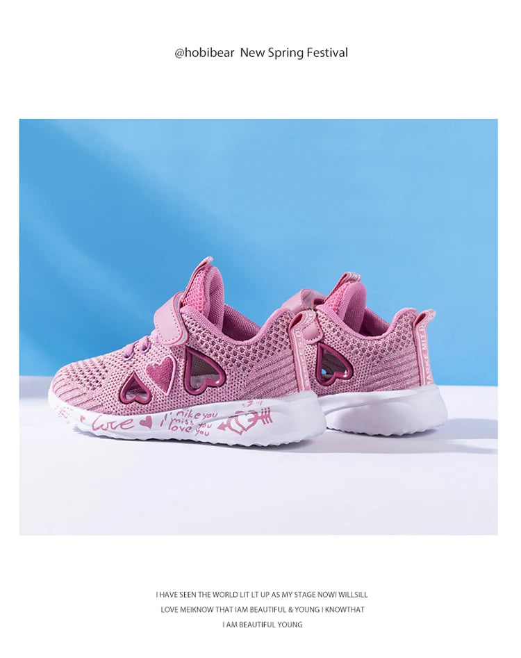 New Children Mesh Casual Shoes Girl Sneakers Kids Sport Footwear Kids Shoes for Girls Light Shoes Pink Flat Shoes Student Summer