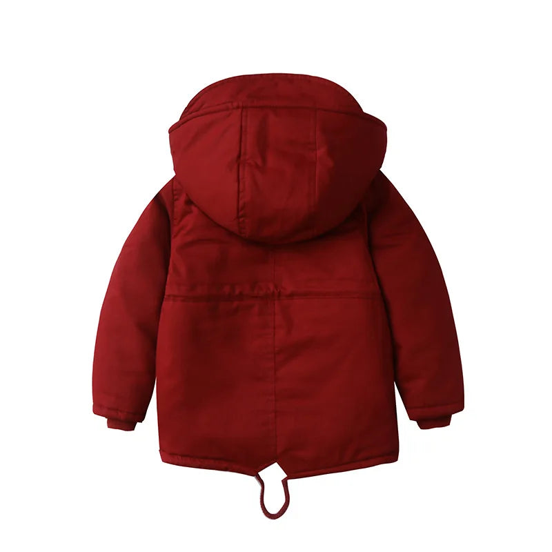 Children Winter Fleece Outdoor Jackets for Boys Hooded Warm Kids Boy Outerwear Windbreaker Autumn Casual Baby Boy Coats Clothing