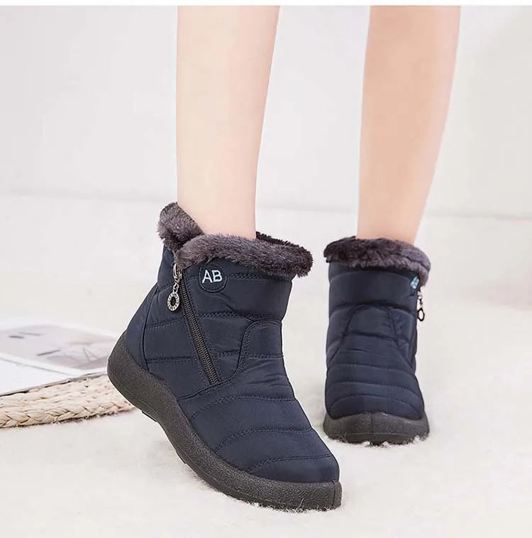 Snow Women Boots Comfortable Women's Boots Waterproof Women Shoes Zipper Shoes Woman Soft Fur Women's Winter Boots Botas Mujer