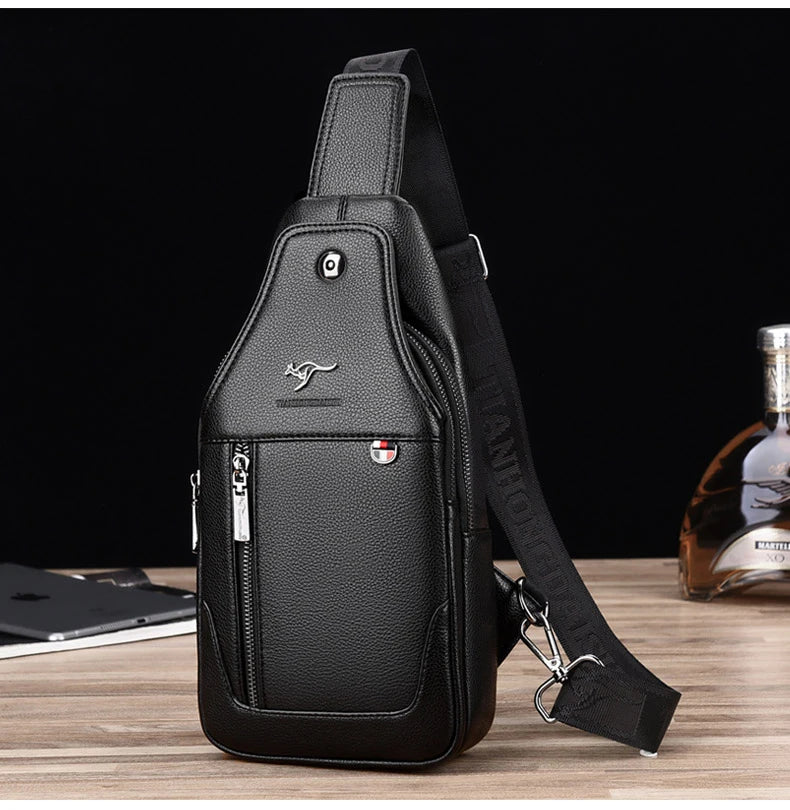 Luxury Brand Chest Pack Leather Messenger Bag Male Business Crossbody Bag For Men Sling  Bag Black Brown Casual Man Chest Bag