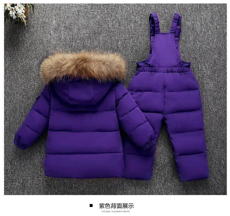 OLEKID -30 Degree Russia Winter children Boys Clothes set Down Jacket Coat + Overalls For Girl 1-5 Years Kids Baby Girl Snowsuit