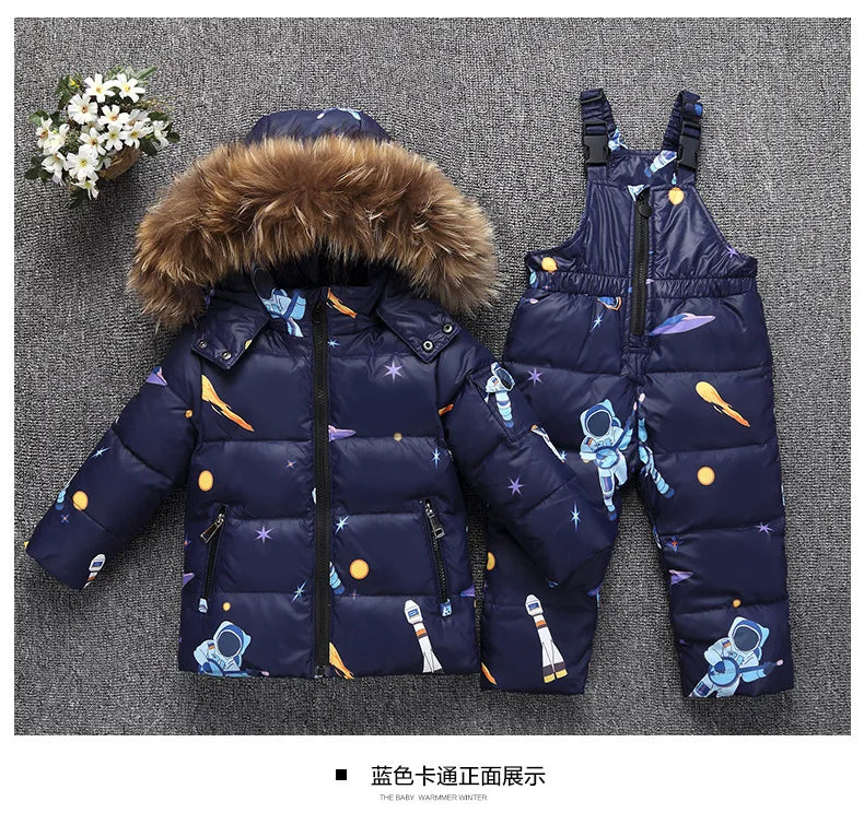 OLEKID -30 Degree Russia Winter children Boys Clothes set Down Jacket Coat + Overalls For Girl 1-5 Years Kids Baby Girl Snowsuit