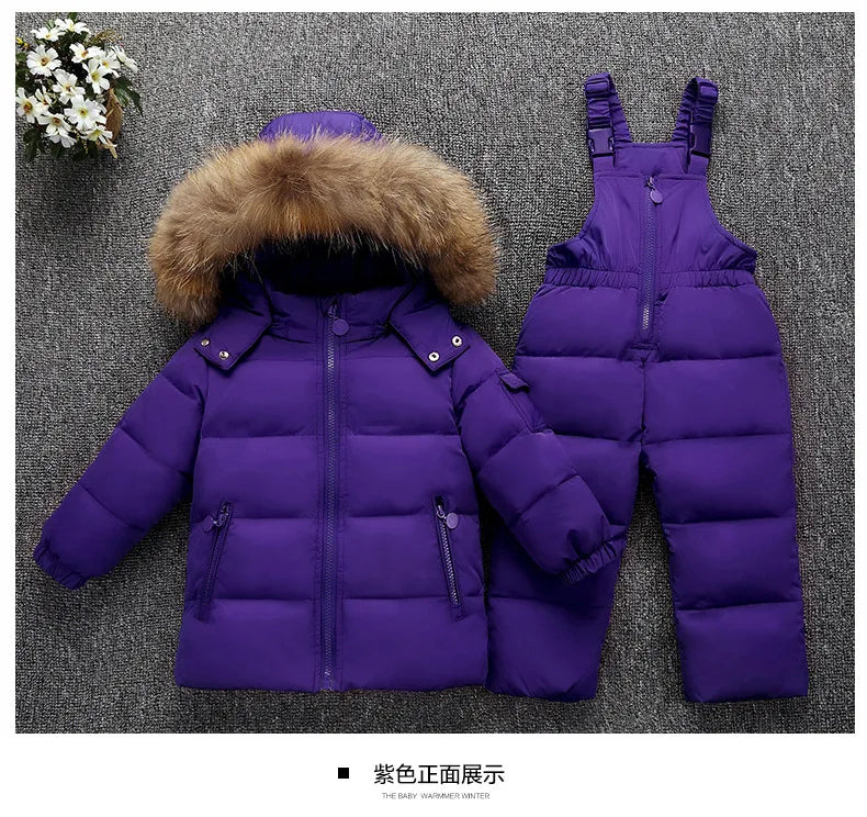 OLEKID -30 Degree Russia Winter children Boys Clothes set Down Jacket Coat + Overalls For Girl 1-5 Years Kids Baby Girl Snowsuit