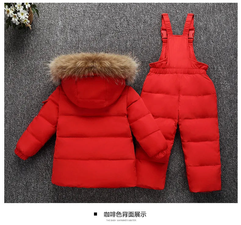 OLEKID -30 Degree Russia Winter children Boys Clothes set Down Jacket Coat + Overalls For Girl 1-5 Years Kids Baby Girl Snowsuit