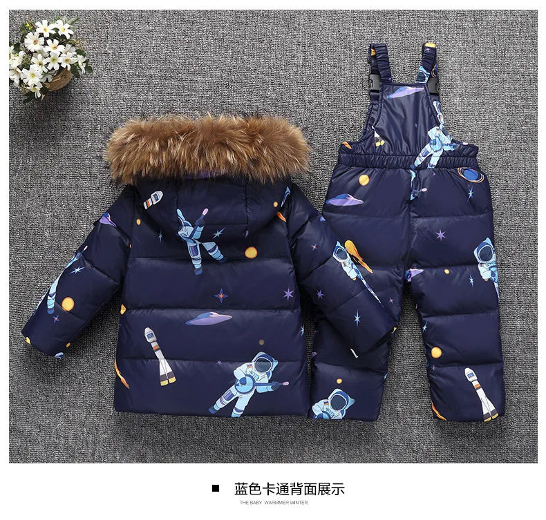 OLEKID -30 Degree Russia Winter children Boys Clothes set Down Jacket Coat + Overalls For Girl 1-5 Years Kids Baby Girl Snowsuit