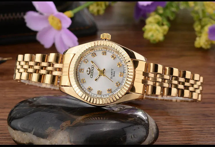 CHENXI Brand Top Luxury  Ladies Golden Watch for Women Clock Female Women's Dress Rhinestone Quartz Waterproof Wristwatches