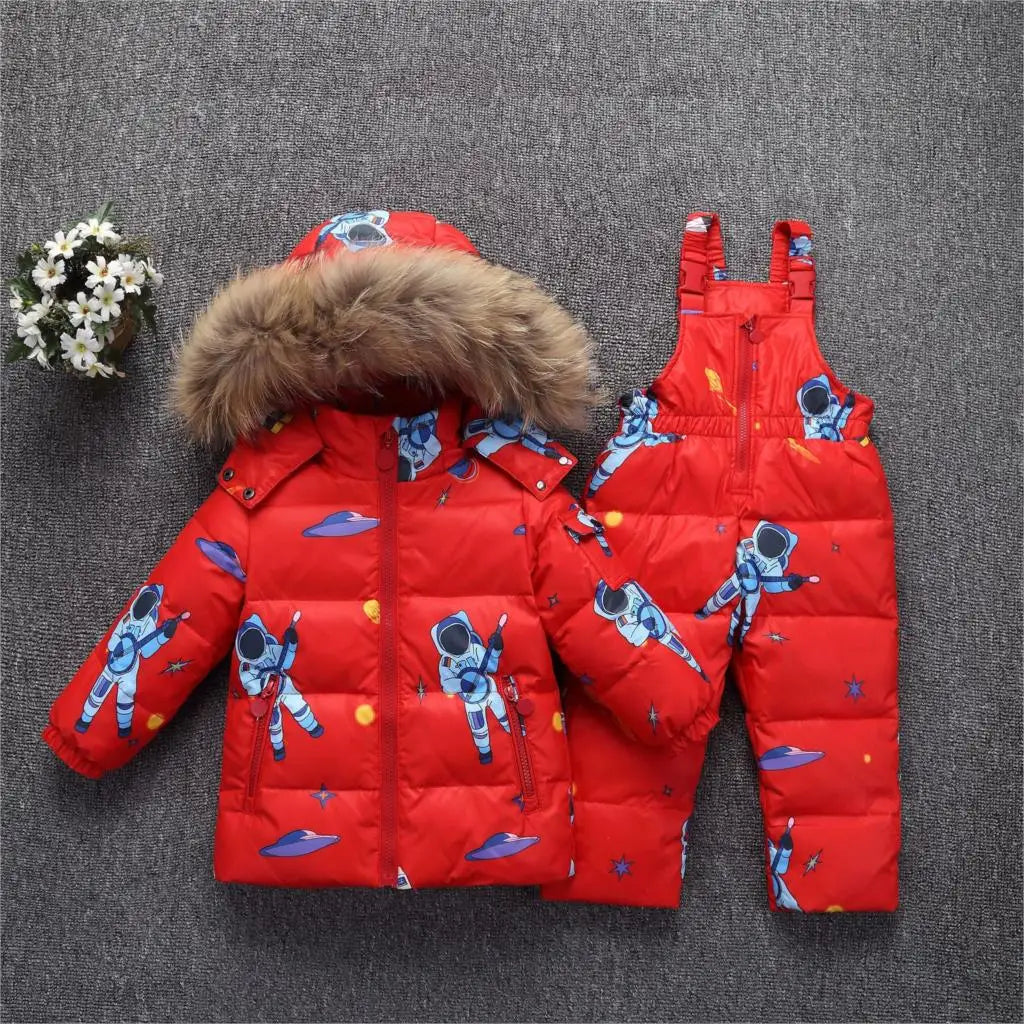 OLEKID -30 Degree Russia Winter children Boys Clothes set Down Jacket Coat + Overalls For Girl 1-5 Years Kids Baby Girl Snowsuit