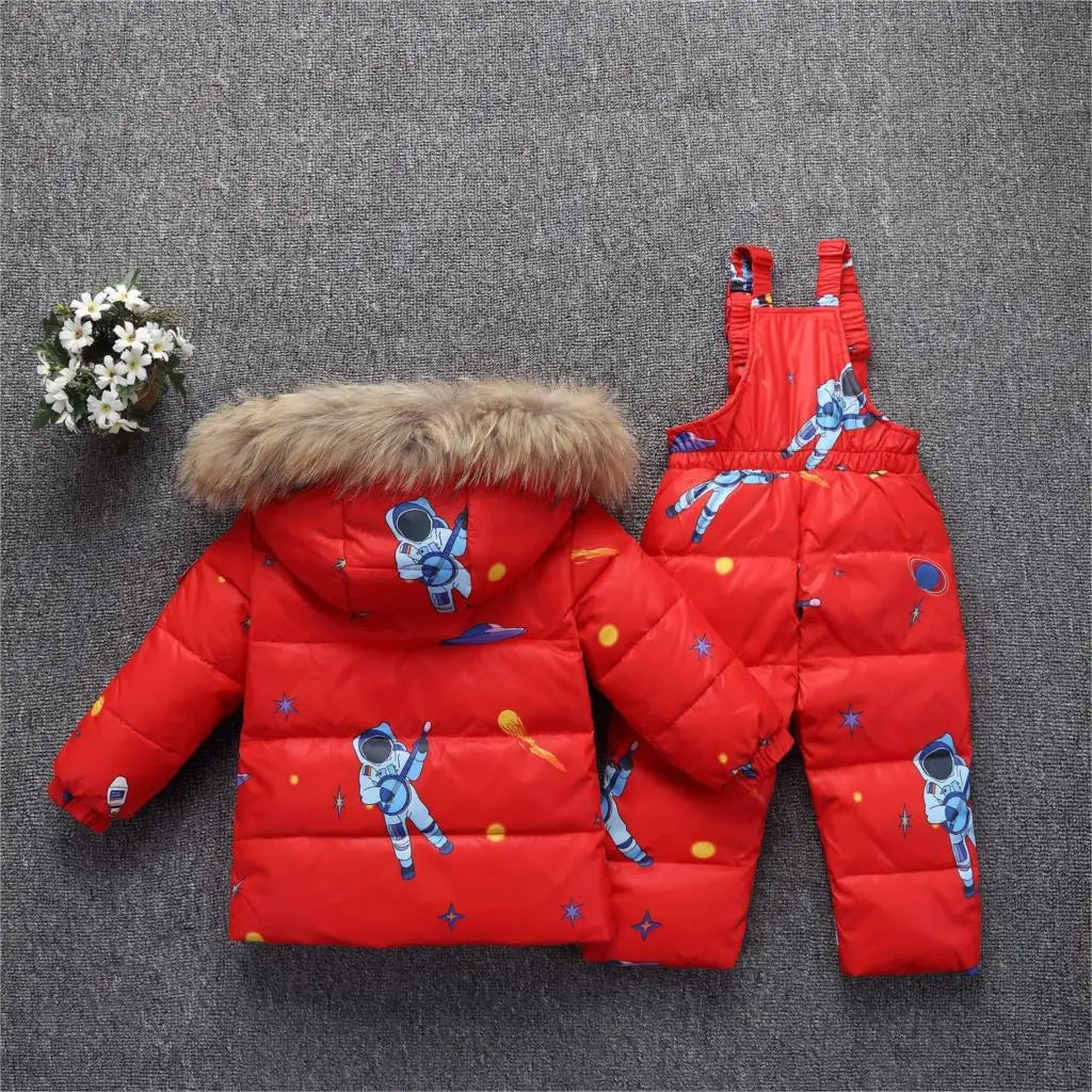 OLEKID -30 Degree Russia Winter children Boys Clothes set Down Jacket Coat + Overalls For Girl 1-5 Years Kids Baby Girl Snowsuit