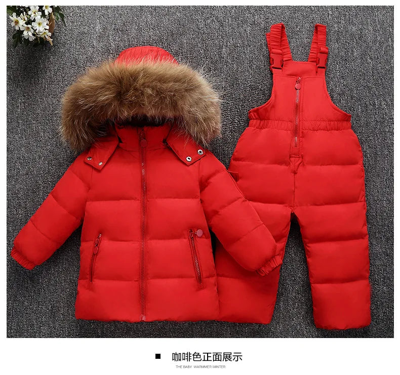 OLEKID -30 Degree Russia Winter children Boys Clothes set Down Jacket Coat + Overalls For Girl 1-5 Years Kids Baby Girl Snowsuit