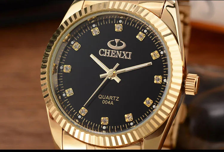 CHENXI Brand Top Luxury  Ladies Golden Watch for Women Clock Female Women's Dress Rhinestone Quartz Waterproof Wristwatches