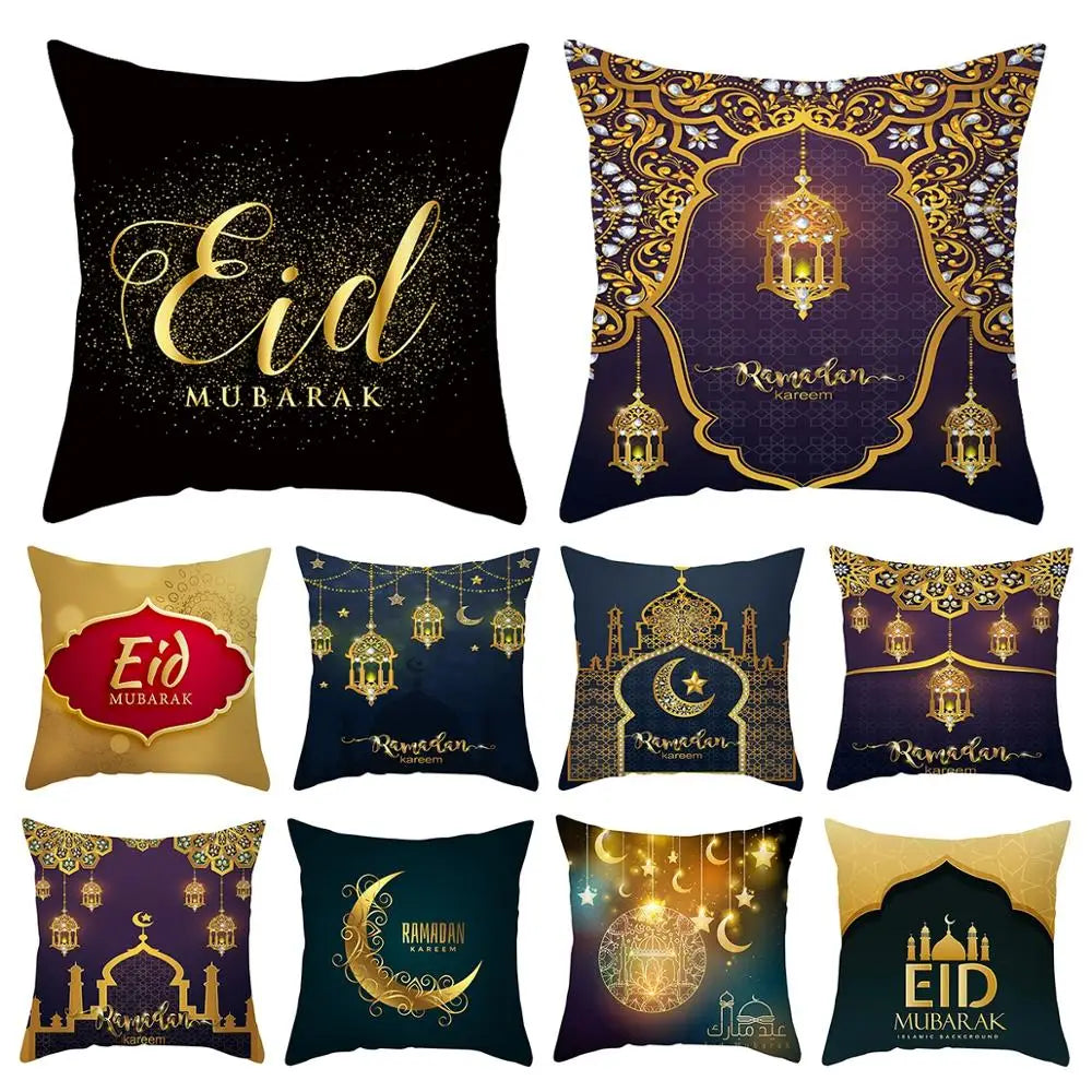 Eid Mubarak Cushion Cover Pillow Case Ramadan Kareem Decoration For Home 2025 Muslim Islam Party Decor Gift Eid Al Adha Supplies