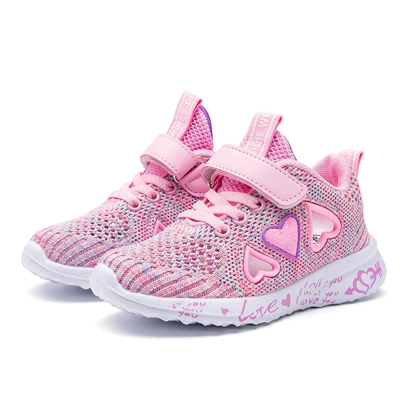 New Children Mesh Casual Shoes Girl Sneakers Kids Sport Footwear Kids Shoes for Girls Light Shoes Pink Flat Shoes Student Summer