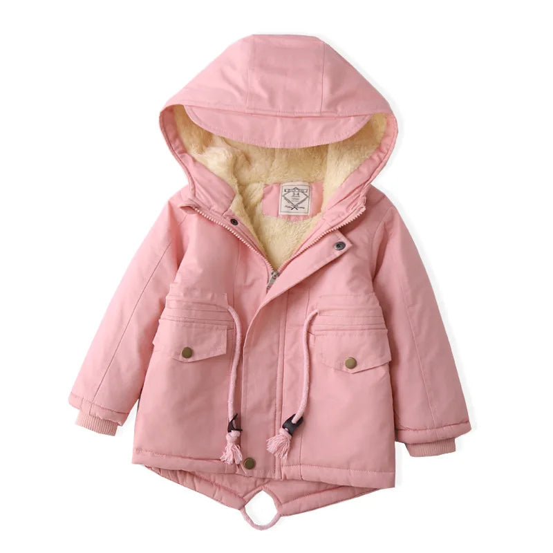 Children Winter Fleece Outdoor Jackets for Boys Hooded Warm Kids Boy Outerwear Windbreaker Autumn Casual Baby Boy Coats Clothing