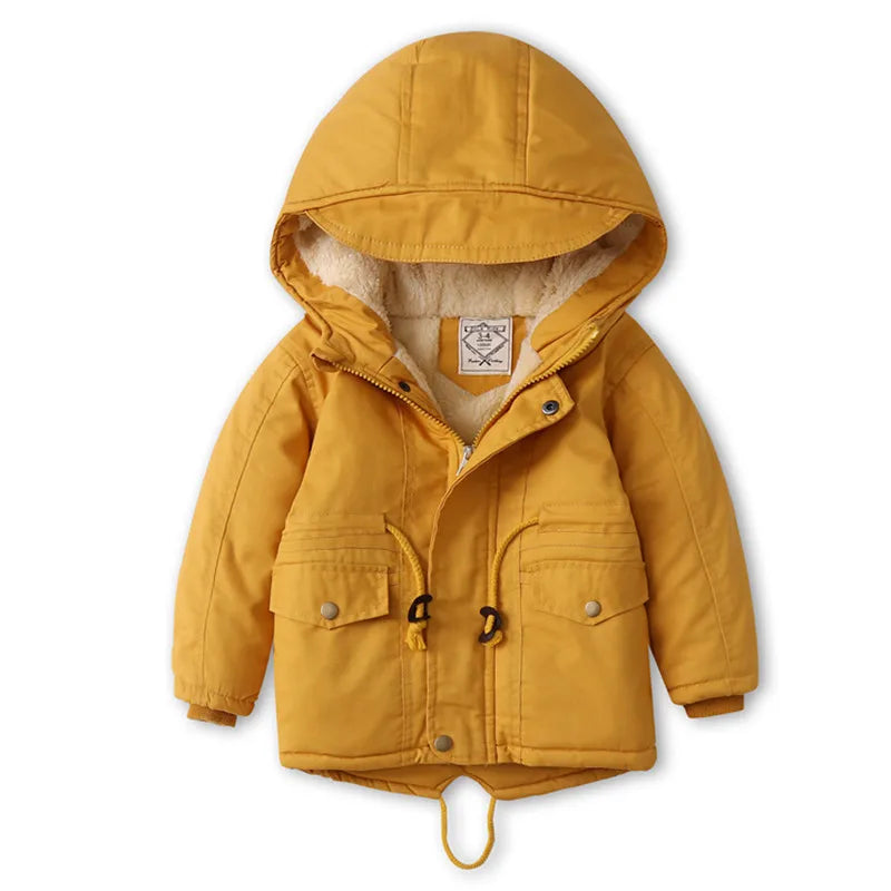 Children Winter Fleece Outdoor Jackets for Boys Hooded Warm Kids Boy Outerwear Windbreaker Autumn Casual Baby Boy Coats Clothing