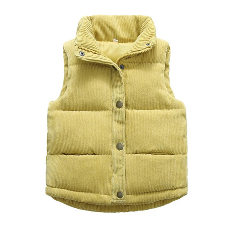 Baby Kids Thick Vests Winter Sleeveless Jacket For Girl Boys Jackets Corduroy Coat Spring Children Cotton Down Jacket Vests