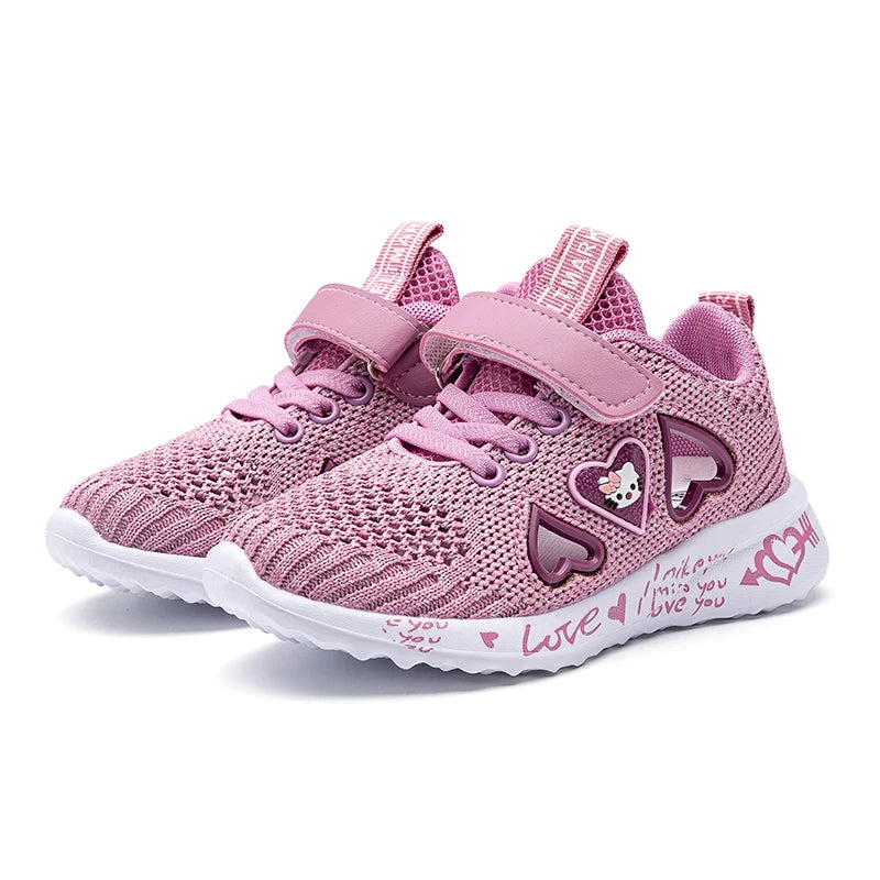 New Children Mesh Casual Shoes Girl Sneakers Kids Sport Footwear Kids Shoes for Girls Light Shoes Pink Flat Shoes Student Summer