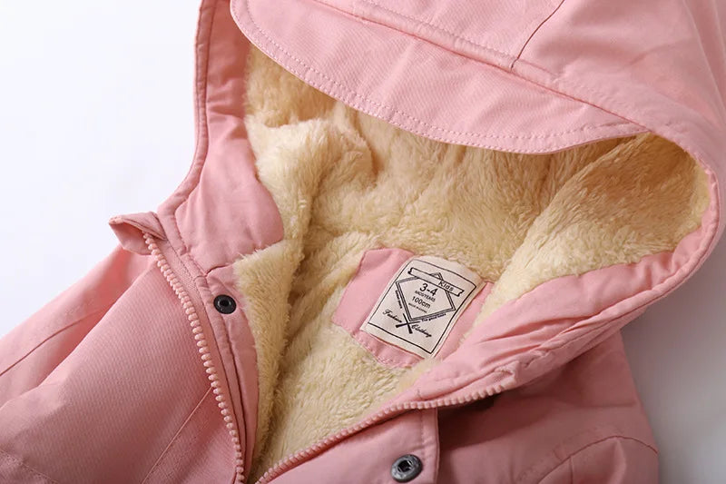 Children Winter Fleece Outdoor Jackets for Boys Hooded Warm Kids Boy Outerwear Windbreaker Autumn Casual Baby Boy Coats Clothing