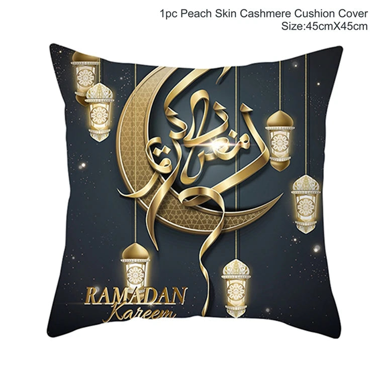 Eid Mubarak Cushion Cover Pillow Case Ramadan Kareem Decoration For Home 2025 Muslim Islam Party Decor Gift Eid Al Adha Supplies