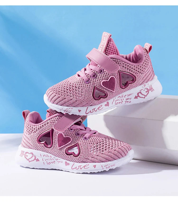 New Children Mesh Casual Shoes Girl Sneakers Kids Sport Footwear Kids Shoes for Girls Light Shoes Pink Flat Shoes Student Summer