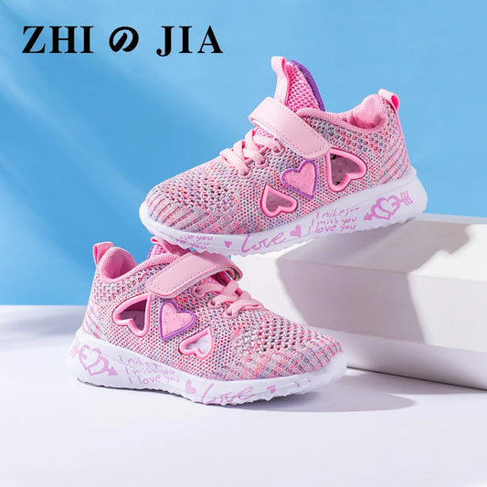 New Children Mesh Casual Shoes Girl Sneakers Kids Sport Footwear Kids Shoes for Girls Light Shoes Pink Flat Shoes Student Summer