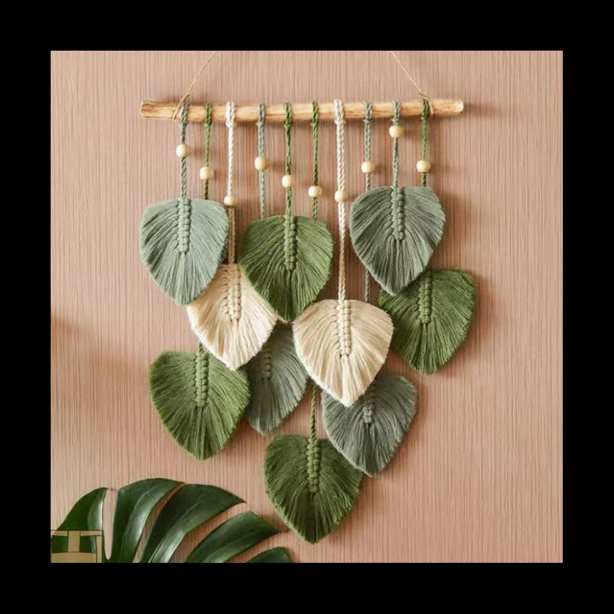 Leaf Macrame Wall Hanging Boho Room Home Decor Woven Aesthetic Wall Tapestry Home Room Wedding Decoration Green