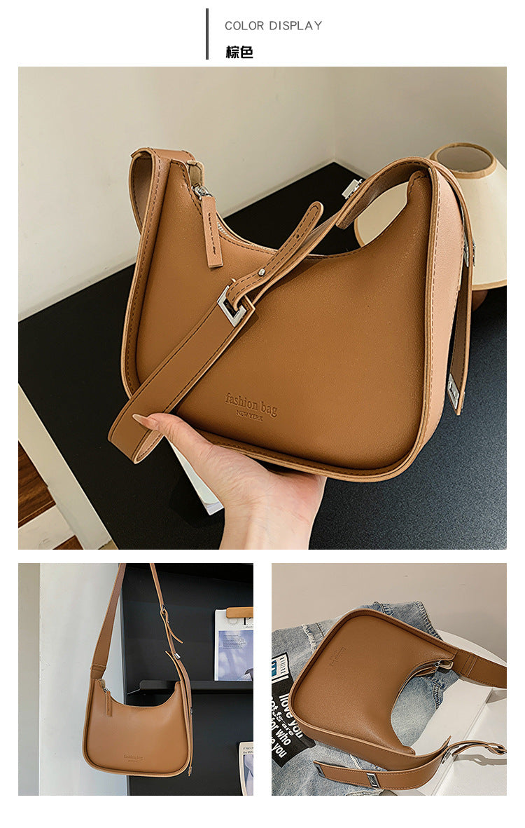 Small Belt Buckle Design Shoulder Bags for Women 2024 New Fashion Trend Designer Crossbody Bag Underarm Bag Handbags Brown