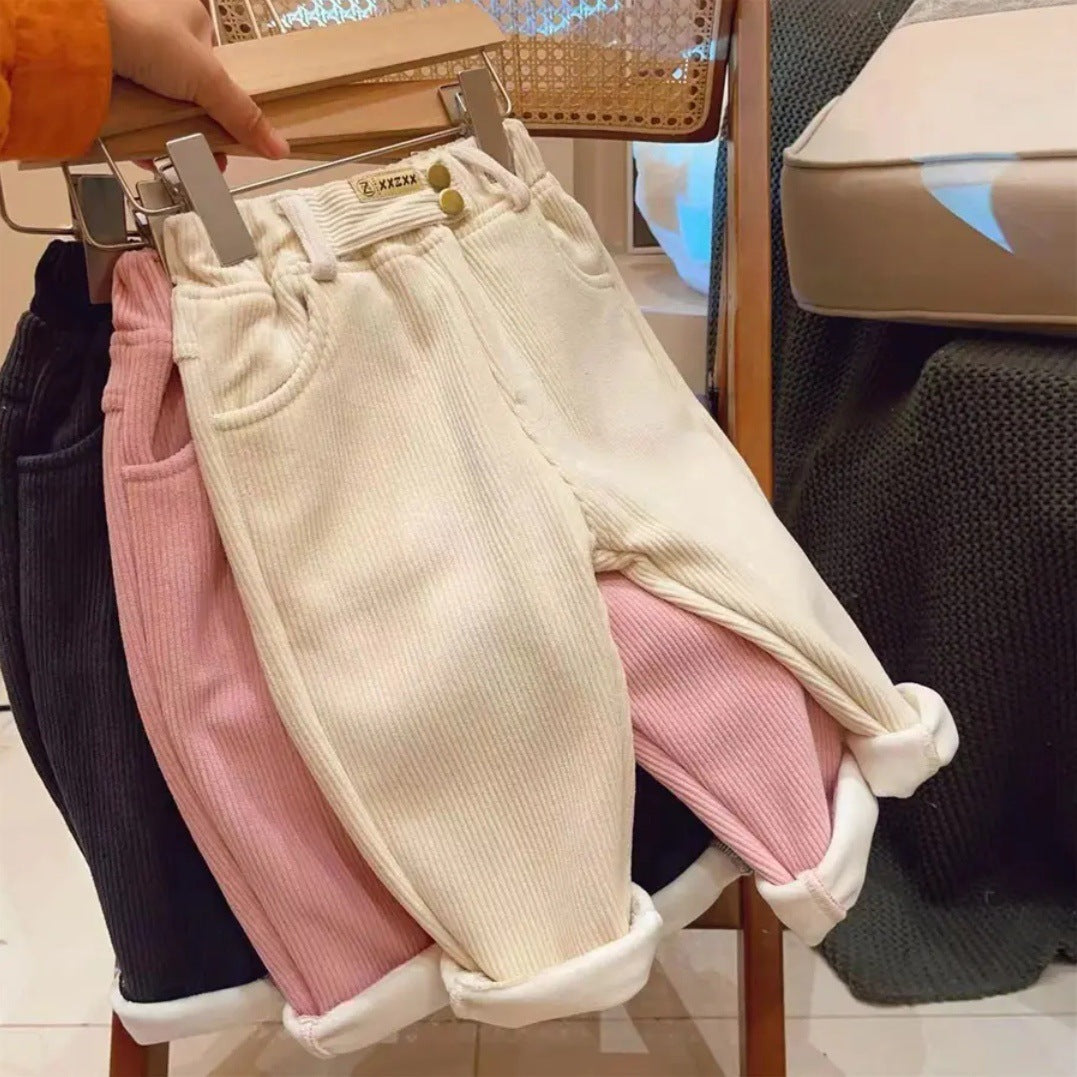 Harem Pants Corduroy Children Outfits Tracksuit Winter Cotton Trousers Kids Outwear pants Boys Girls Casual Warm Loose Pants