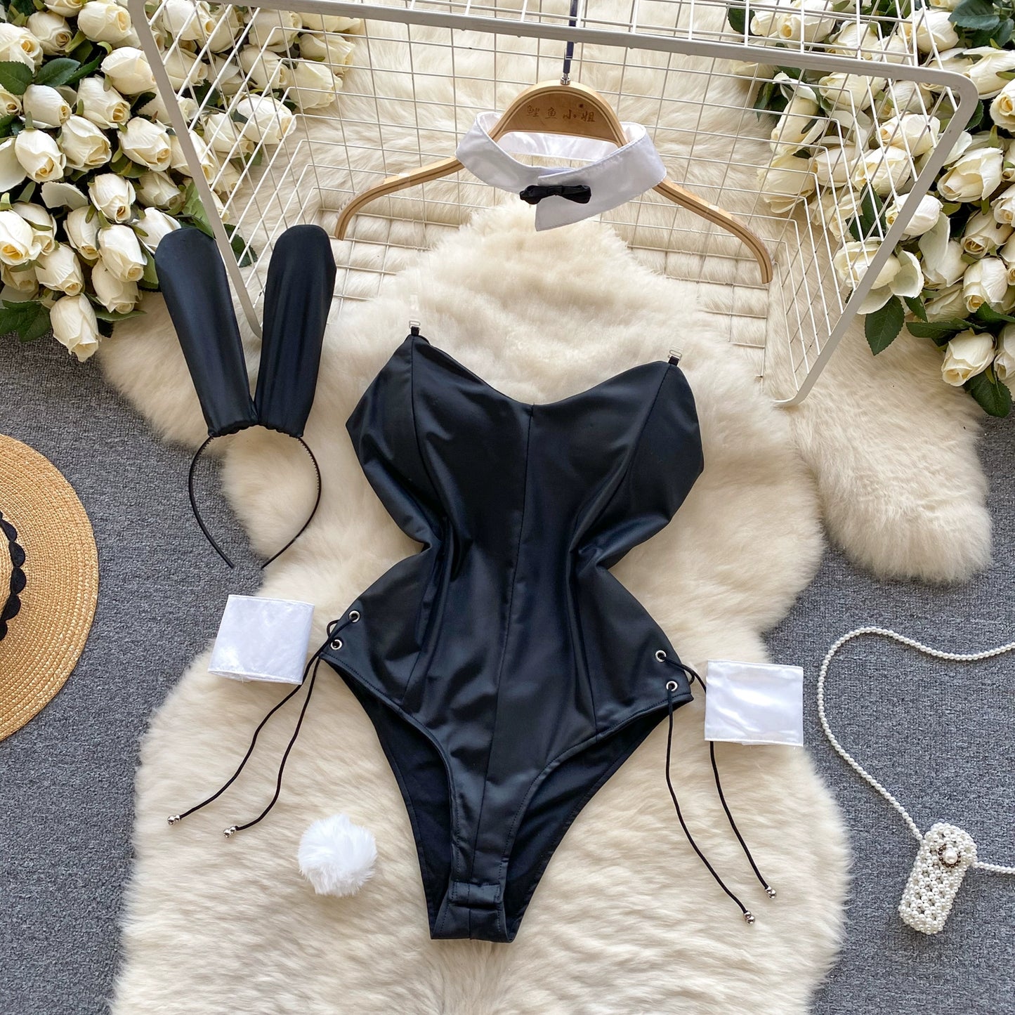 CHILLGIO Women Sexy Bodycon Bodysuits Fashion Erotic Sleepwear Backless Catsuits Cute Rompers One Piece Combination Bunny Onesie