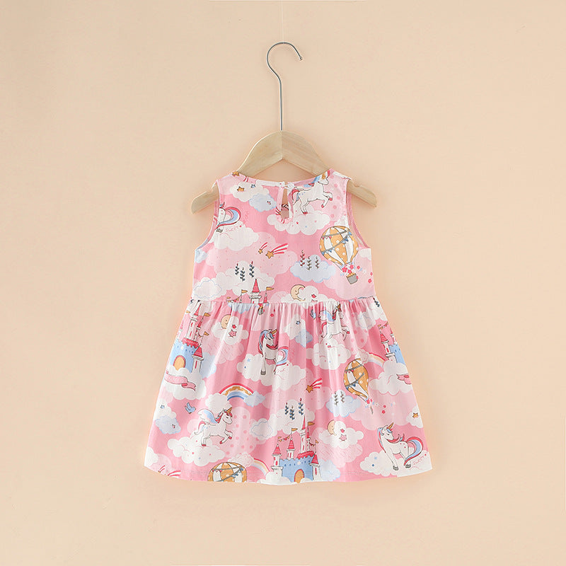 Girl Dress Cotton Summer Kids Clothes Girls Children Flower Dresses Sleeveless Princess Party Outfit Children's Clothing